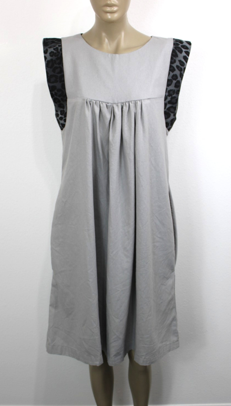 Diane Ness Women's Dress Midi Size M Gray Linen